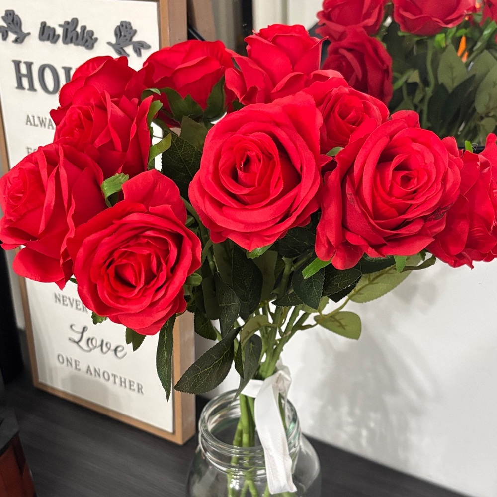 12- Elegant Red Rose Faux Floral